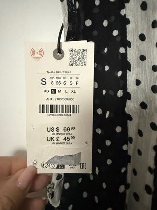 Top Zara lunares negro y blanco