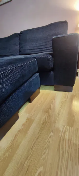 Sofá 3 plazas negro + Puff + 2 fundas