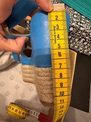 Sandalias plataforma POPA piel azul talla 39