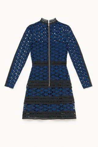 Nuevo Vestido fiesta azul encaje negro T. Xs