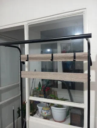 Zapatero Perchero Metálico y Madera