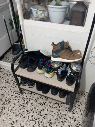 Zapatero Perchero Metálico y Madera