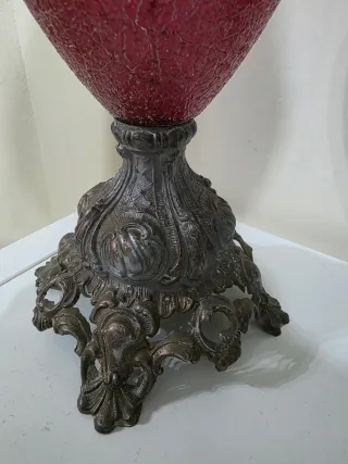 Jarrón Decorativo Metal y Cristal Rojo