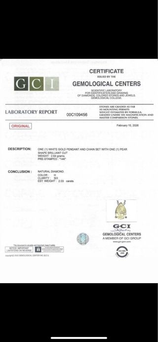 Collar Oro Blanco Diamante Natural 2.03 ct