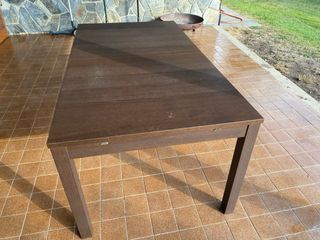 Mesa comedor extensible madera oscura