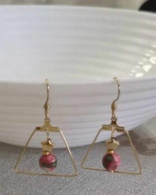 Collar Jaspe Natural Piedras Rosas y Verdes