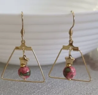 Collar Jaspe Natural Piedras Rosas y Verdes