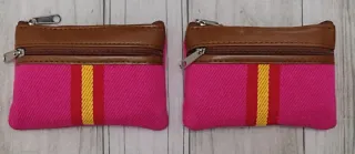 OFERTA. MONEDERO ROSA LONA / POLIPIEL CON BANDERA