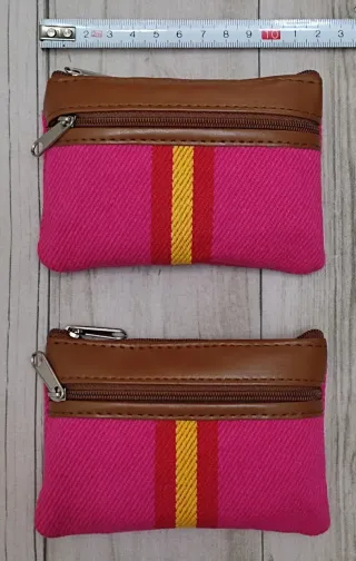 OFERTA. MONEDERO ROSA LONA / POLIPIEL CON BANDERA