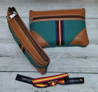 OFERTA! MONEDERO LONA/ PIEL VERDE + REGALO PULSERA