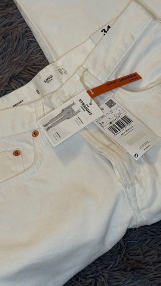 Pantalón vaquero blanco Mango Talla 36