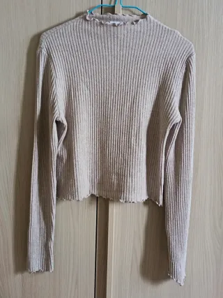 Maglia beige a coste