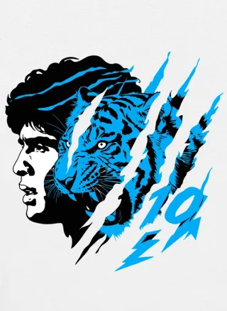 T-shirt oversize unisex Maradona D10S tigre blu