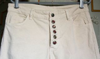Pantaloni velluto bianco bottoni gioiello tg L