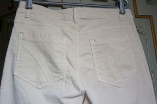 Pantaloni velluto bianco bottoni gioiello tg L