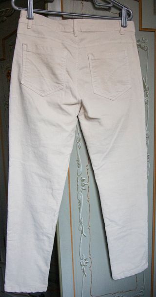 Pantaloni velluto bianco bottoni gioiello tg L