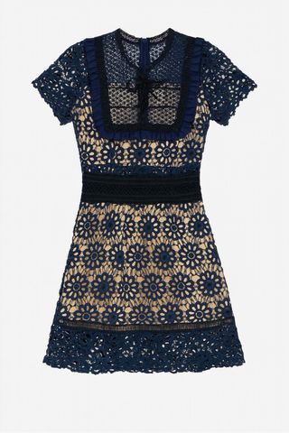 Nuevo Vestido azul con encaje T. Xs