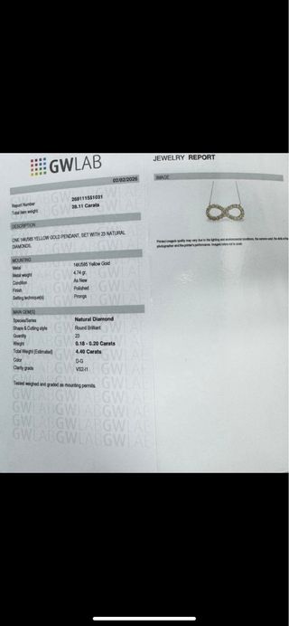 Collar Oro 23 Diamantes Certificado, peso 4,40 ct