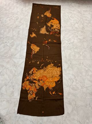 Sciarpa Prima Classe Mappa Mondo Marrone Arancio