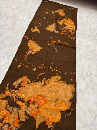 Sciarpa Prima Classe Mappa Mondo Marrone Arancio