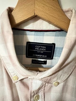 Camisa cuadros rosa y blanco hombre