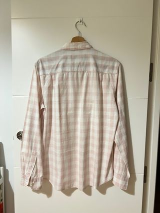Camisa cuadros rosa y blanco hombre