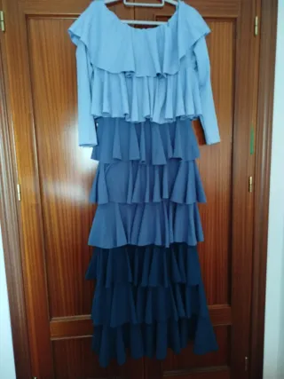 Traje Flamenca Volantes Azul Talla Única
