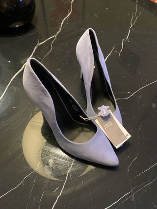 Tacones H&M Piel Azul Pastel Punta