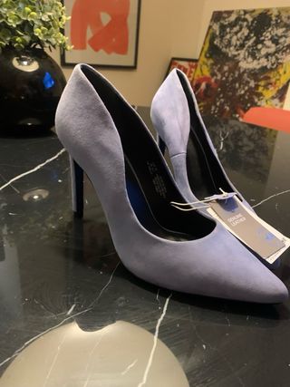 Tacones H&M Piel Azul Pastel Punta
