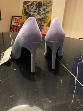 Tacones H&M Piel Azul Pastel Punta