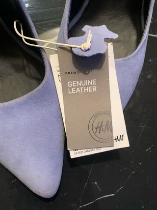 Tacones H&M Piel Azul Pastel Punta