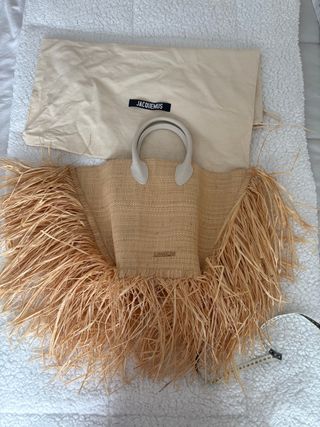 Cesta Jacquemus Rafia y asas de piel