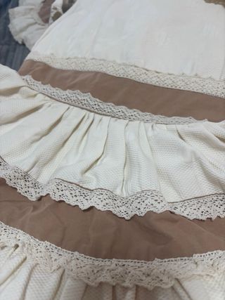 Vestido Flamenco Volantes Marrón y Blanco