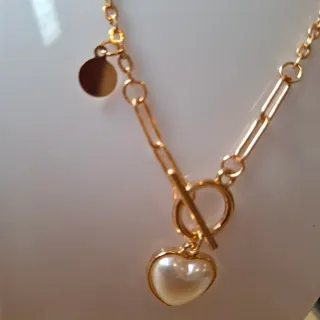 Collar Acero Inoxidable Corazón Perla