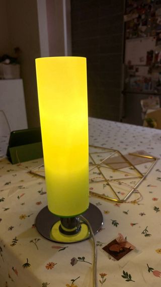 2 lámparas de mesita noche cilíndrica verde