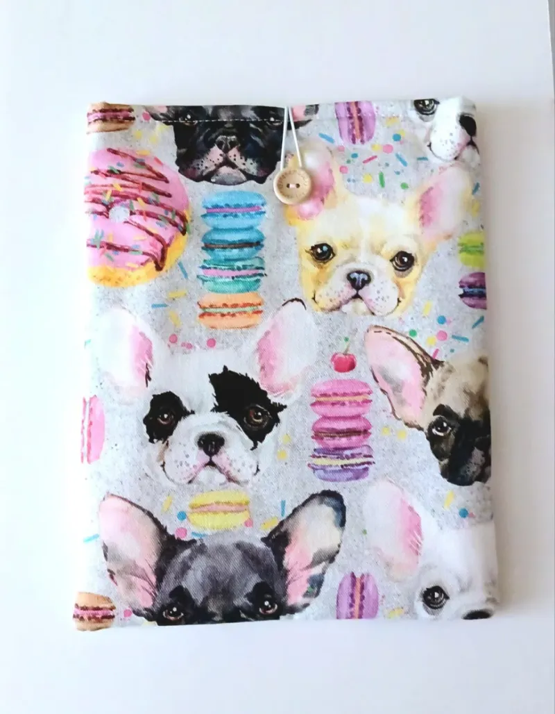 Funda para libro o tablet perros y macarons