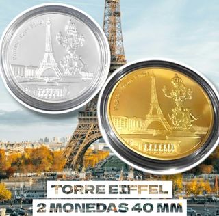 2 MONEDAS DE 40 MM DE TORRE EIFFEL
