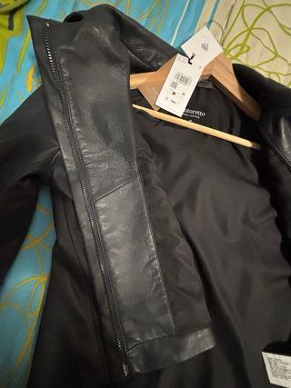 Cazadora Piel Negra Mujer