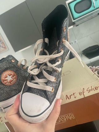 Converse All Star Brillo Negro y Dorado Talla X