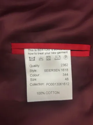 Americana Bertoni White Collection Roja Talla 48