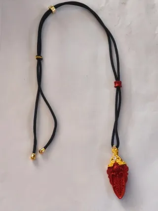 Collar Colgante Cinabrio Puro Chapado Oro 24K.