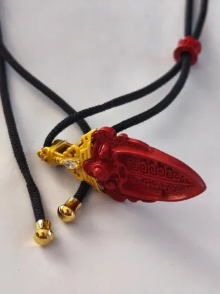 Collar Colgante Cinabrio Puro Chapado Oro 24K.