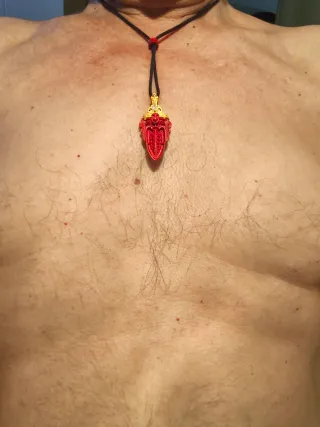 Collar Colgante Cinabrio Puro Chapado Oro 24K.