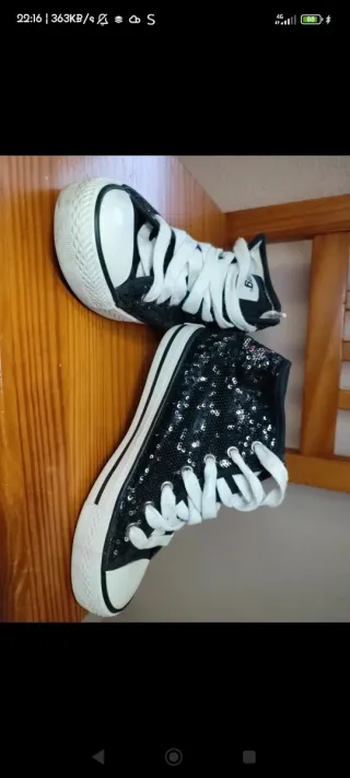 Zapatillas Mustang Lentejuelas Negras Talla 37