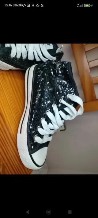 Zapatillas Mustang Lentejuelas Negras Talla 37