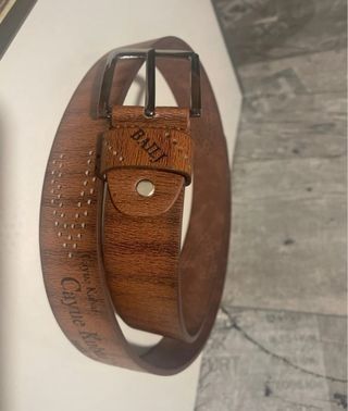 Cinturon de caballero color marron hebilla platead