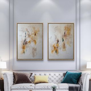 Díptico abstracto moderno grande