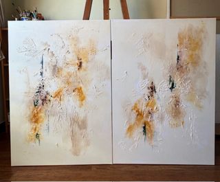 Díptico abstracto moderno grande