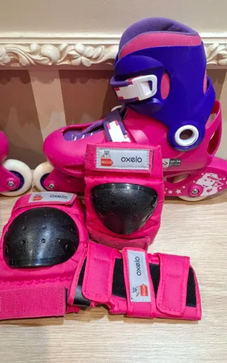Patines Oxelo Niña 32-34 + Protecciones y casco