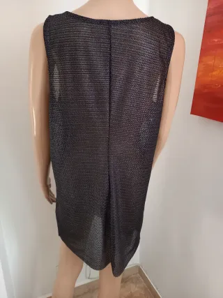 Canotta copricostume donna nera e argento